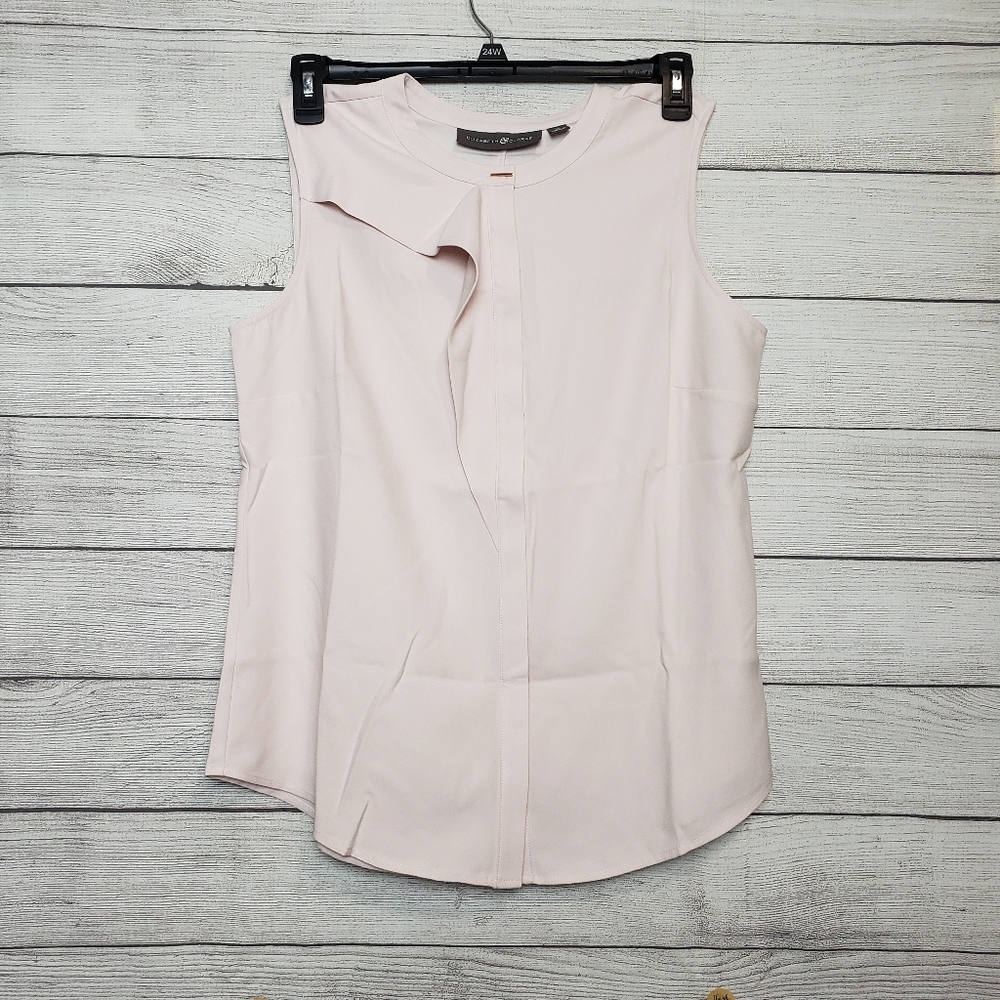 Elizabeth & Clarke Flounce Front Sleeveless Blush Women's Blouse Sz‎ 12
